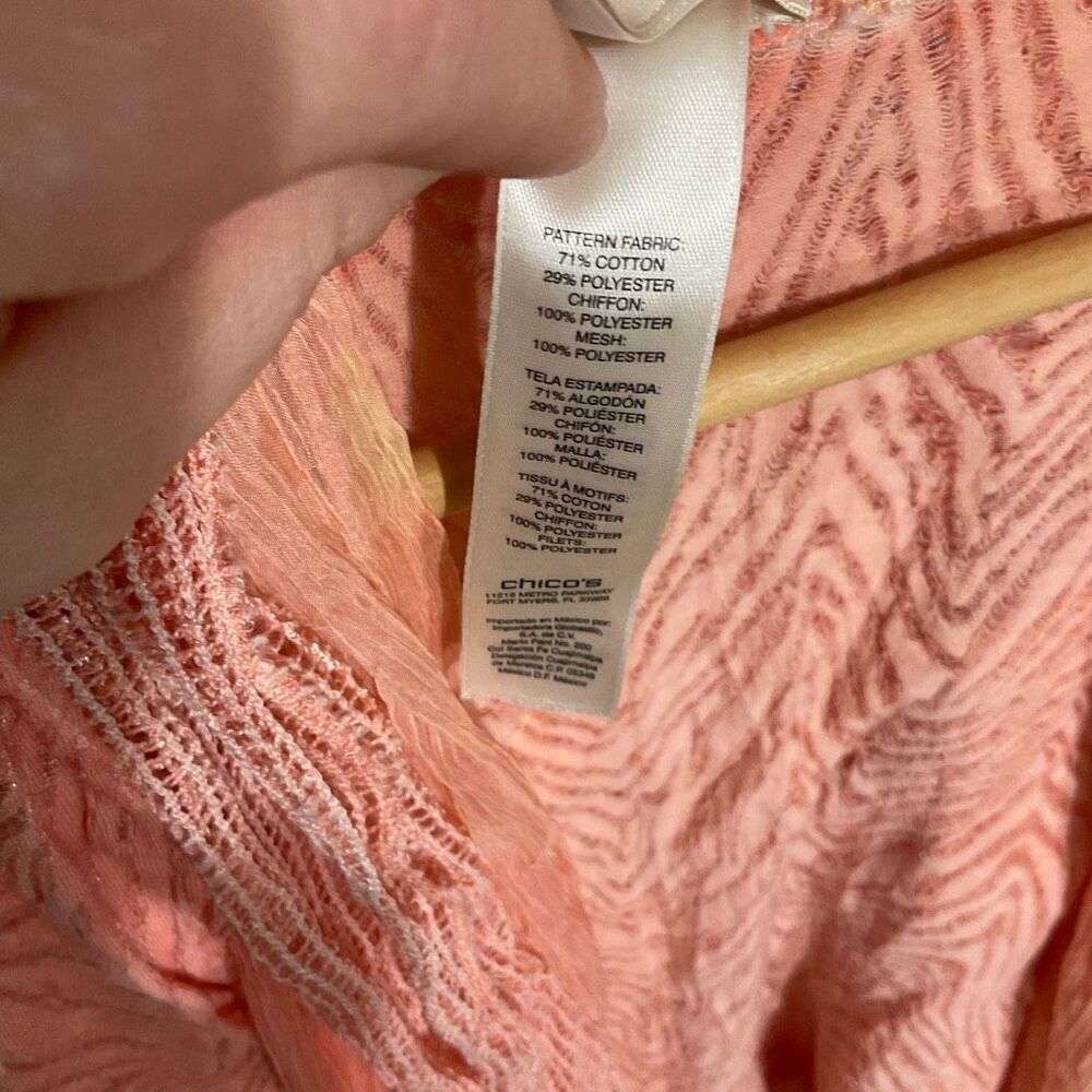 Chico’s Open front Sheer Sleeveless Cardigan Top size 2 peach color - Picture 6 of 8